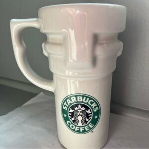 Vintage Starbucks White Ceramic Mug high handle 12oz - RARE